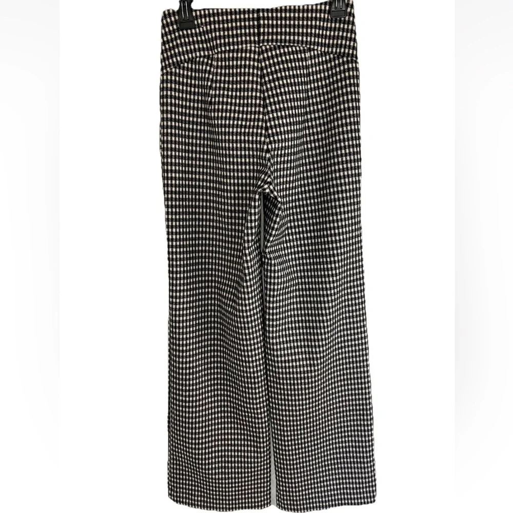 Ann Taylor Houndstooth Wide Leg Trousers Sz 0 Pants Ivory Black Career Preppy - Picture 2 of 10